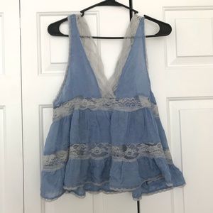 Free People Lace Blue Tank Top XS